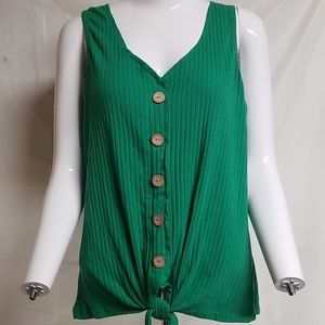 Full Circle green rib knit no sleeve shirt size 1X, NWT